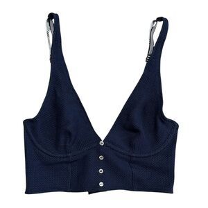 Barba Midnight Blue Textured Fabric Crop Top
